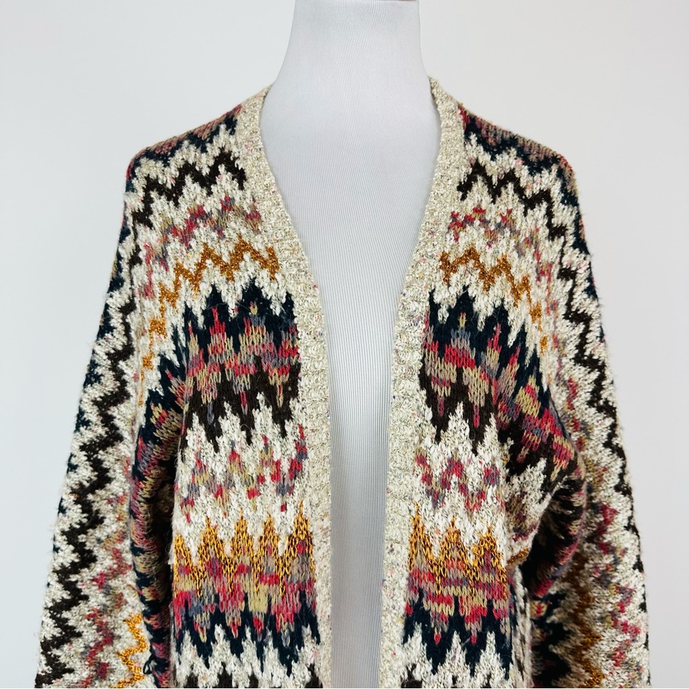 Soft Surroundings Striped Chevron Cardigan Sweater Size Medium - Picture 2 of 13
